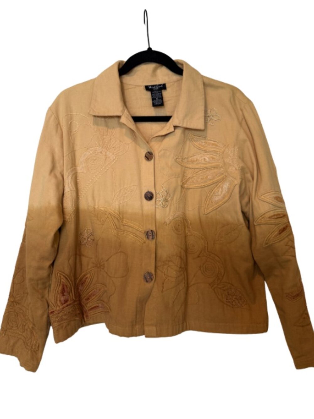 Vintage Embroidered Tan Jacket – Wearable Art Statement Piece